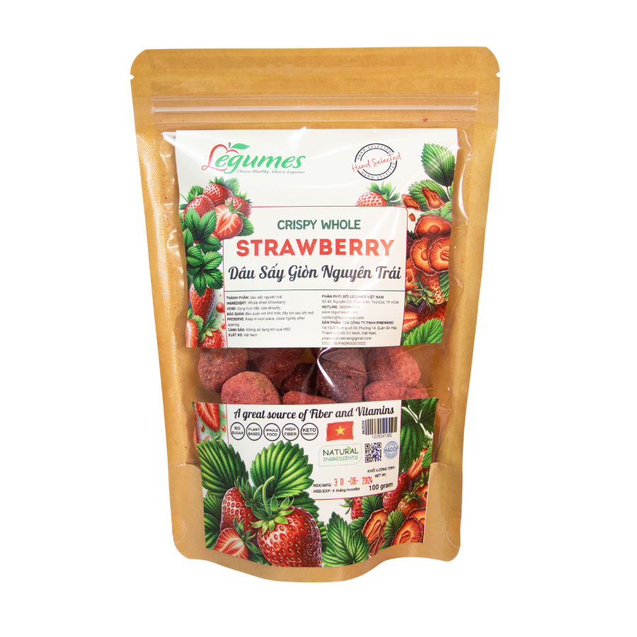 Crunchy Strawberry - Dâu tây sấy giòn (Không đường)